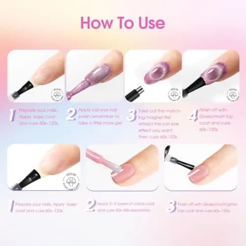 ROSALIND 30pcs Gel Nail Polish Set with Cateye Gel, Base & Top Coats | Salon Quality Manicure at Home thumbnail 7