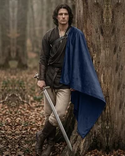 L'VOW Medieval Half Shoulder Cape Knight Cloak with Belt, Blue One Size | Classic Steampunk Cosplay Accessory thumbnail 6