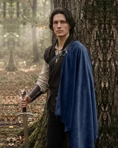 L'VOW Medieval Half Shoulder Cape Knight Cloak with Belt, Blue One Size | Classic Steampunk Cosplay Accessory thumbnail 7