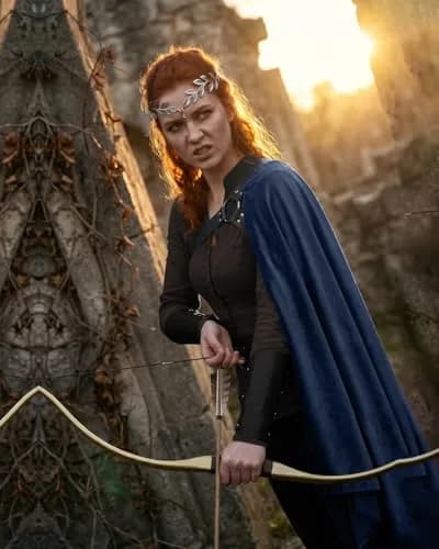 L'VOW Medieval Half Shoulder Cape Knight Cloak with Belt, Blue One Size | Classic Steampunk Cosplay Accessory thumbnail 3