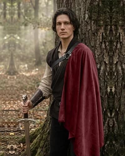 L'VOW Red Medieval Half Shoulder Cape Knight Cloak with Belt, One Size thumbnail 4