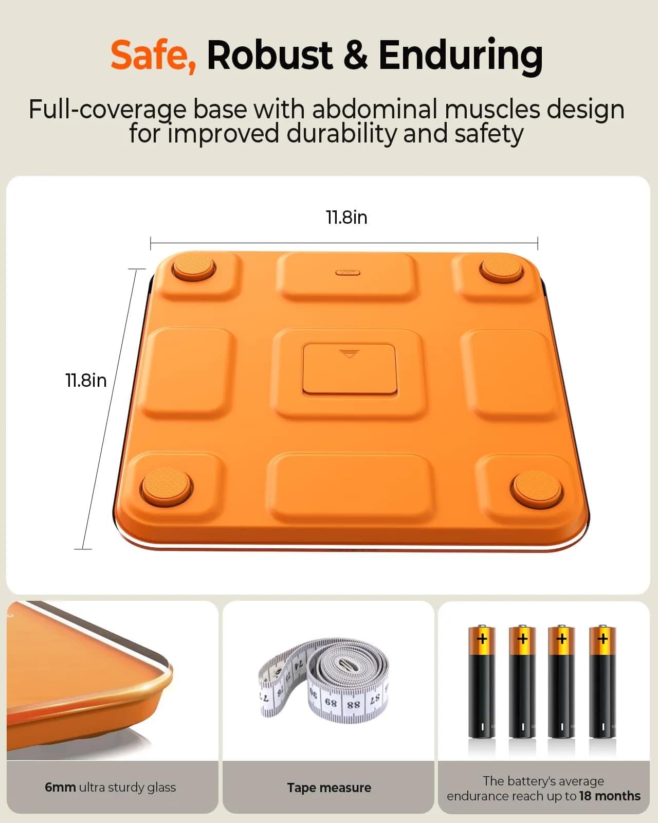 Ovutek 500lb Digital Bathroom Scale with App & 11.8x11.8in Platform | Accurate to 0.05kg (0.1lb) - view 6