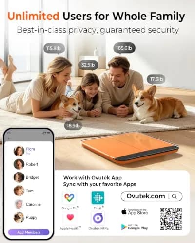 Ovutek 500lb Digital Bathroom Scale with App & 11.8x11.8in Platform | Accurate to 0.05kg (0.1lb) thumbnail 7