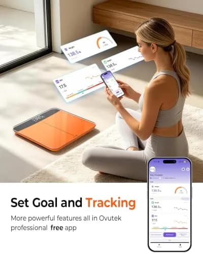 Ovutek 500lb Digital Bathroom Scale with App & 11.8x11.8in Platform | Accurate to 0.05kg (0.1lb) thumbnail 3