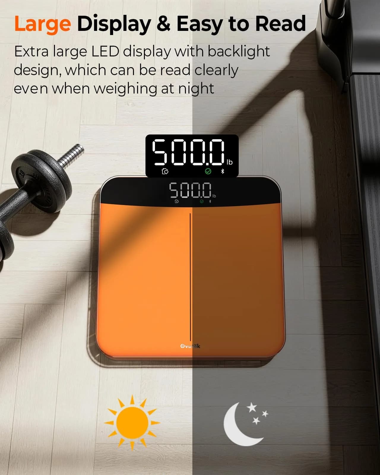 Ovutek 500lb Digital Bathroom Scale with App & 11.8x11.8in Platform | Accurate to 0.05kg (0.1lb) - view 4