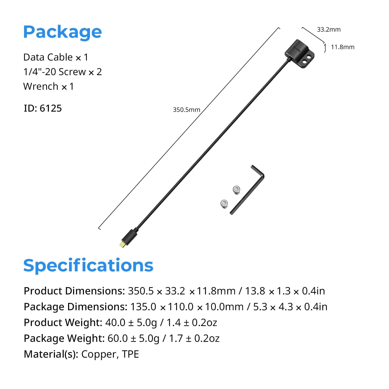 SMALLRIG Ultra-Slim Micro HDMI to HDMI Adapter Cable 350.5mm (13.8") | 4K 60Hz Video Output - view 8