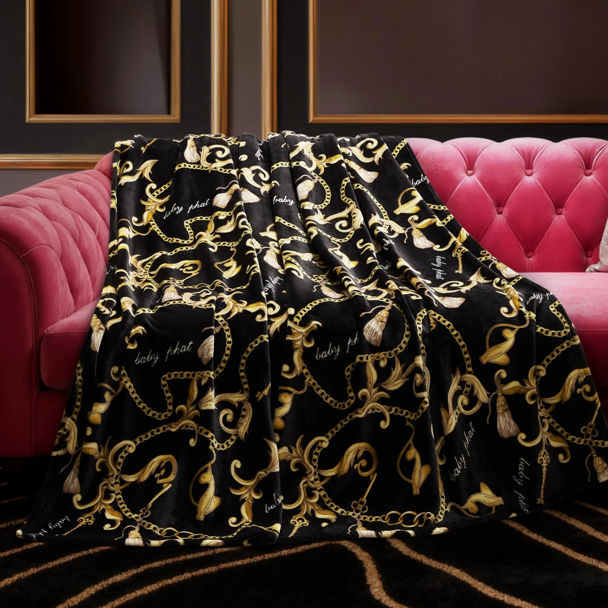 Baby Phat Oversized Plush Throw Blanket 60" x 70" | Bold Fashion Style (70-120 chars)