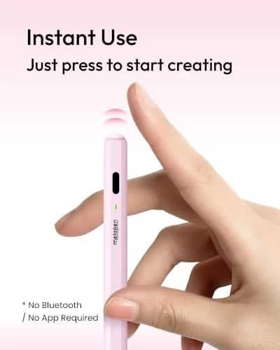 Metapen Pencil Air8 Stylus for iPad 2018-2026, 10 Min Faster Charge, Palm Rejection, Pink | Precision Input Pen thumbnail 6