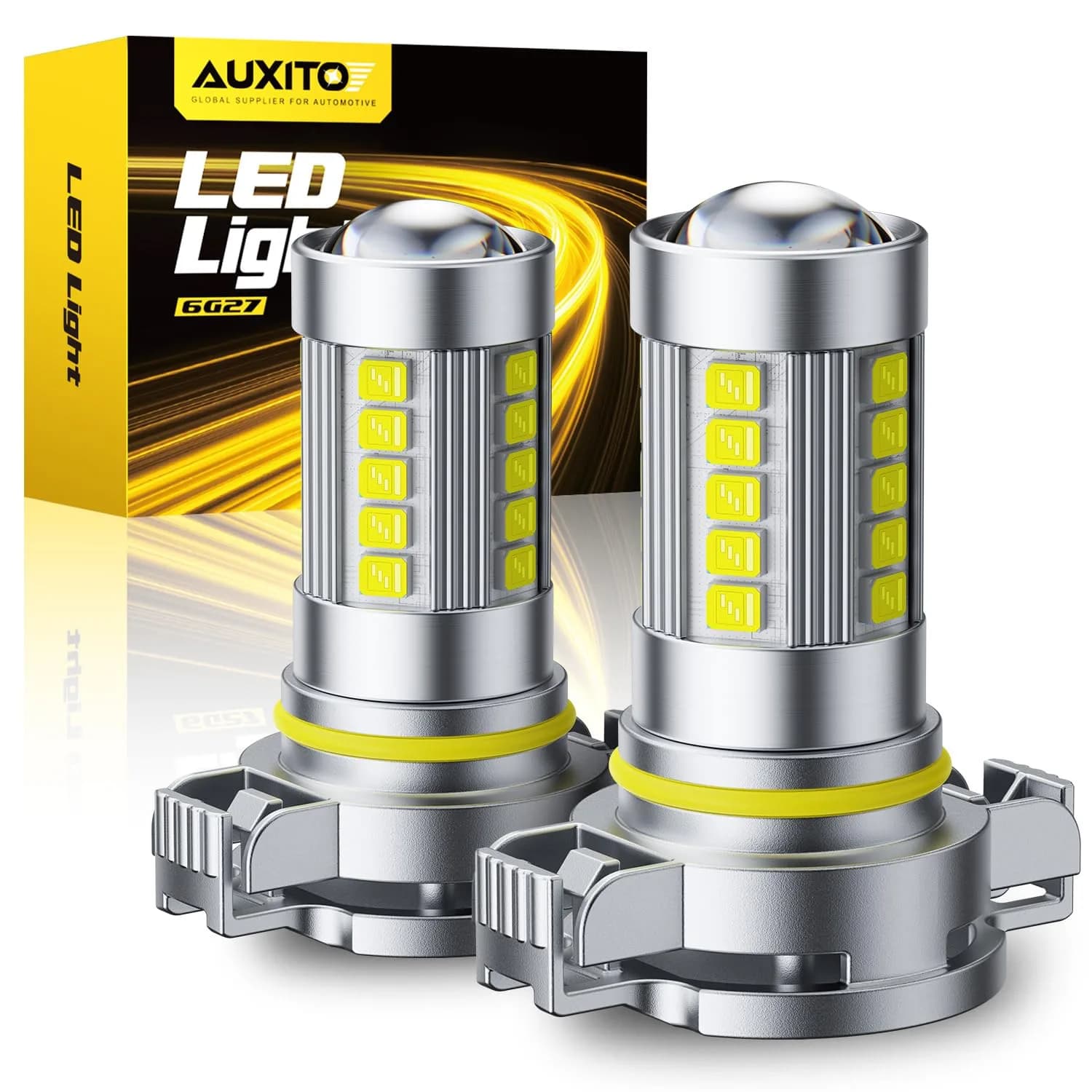 AUXITO 2504/PSX24W LED Fog Light Bulbs 6500K Cool White (2-Pack) | Plug-and-Play Brightness Upgrade - main product image