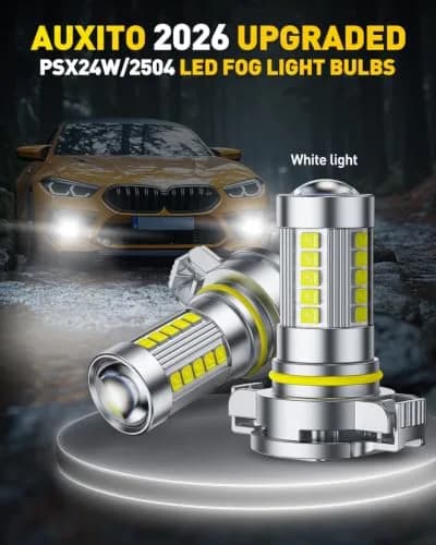 AUXITO 2504/PSX24W LED Fog Light Bulbs 6500K Cool White (2-Pack) | Plug-and-Play Brightness Upgrade thumbnail 7