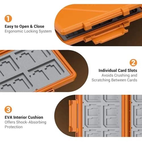 JJC Hot Pink Memory Card Case for 12 SD & 24 Micro SD Cards | Water-Resistant & Anti-Shock thumbnail 7