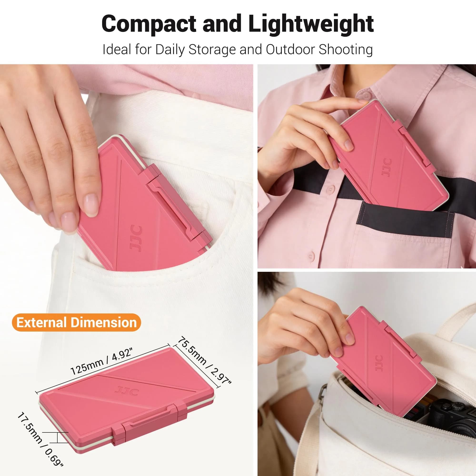 JJC Hot Pink Memory Card Case for 12 SD & 24 Micro SD Cards | Water-Resistant & Anti-Shock - view 3