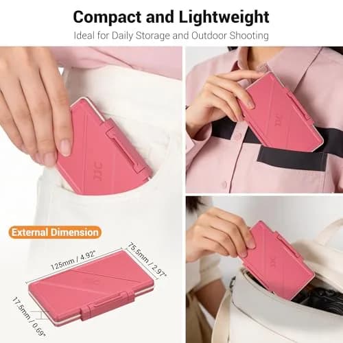 JJC Hot Pink Memory Card Case for 12 SD & 24 Micro SD Cards | Water-Resistant & Anti-Shock thumbnail 3
