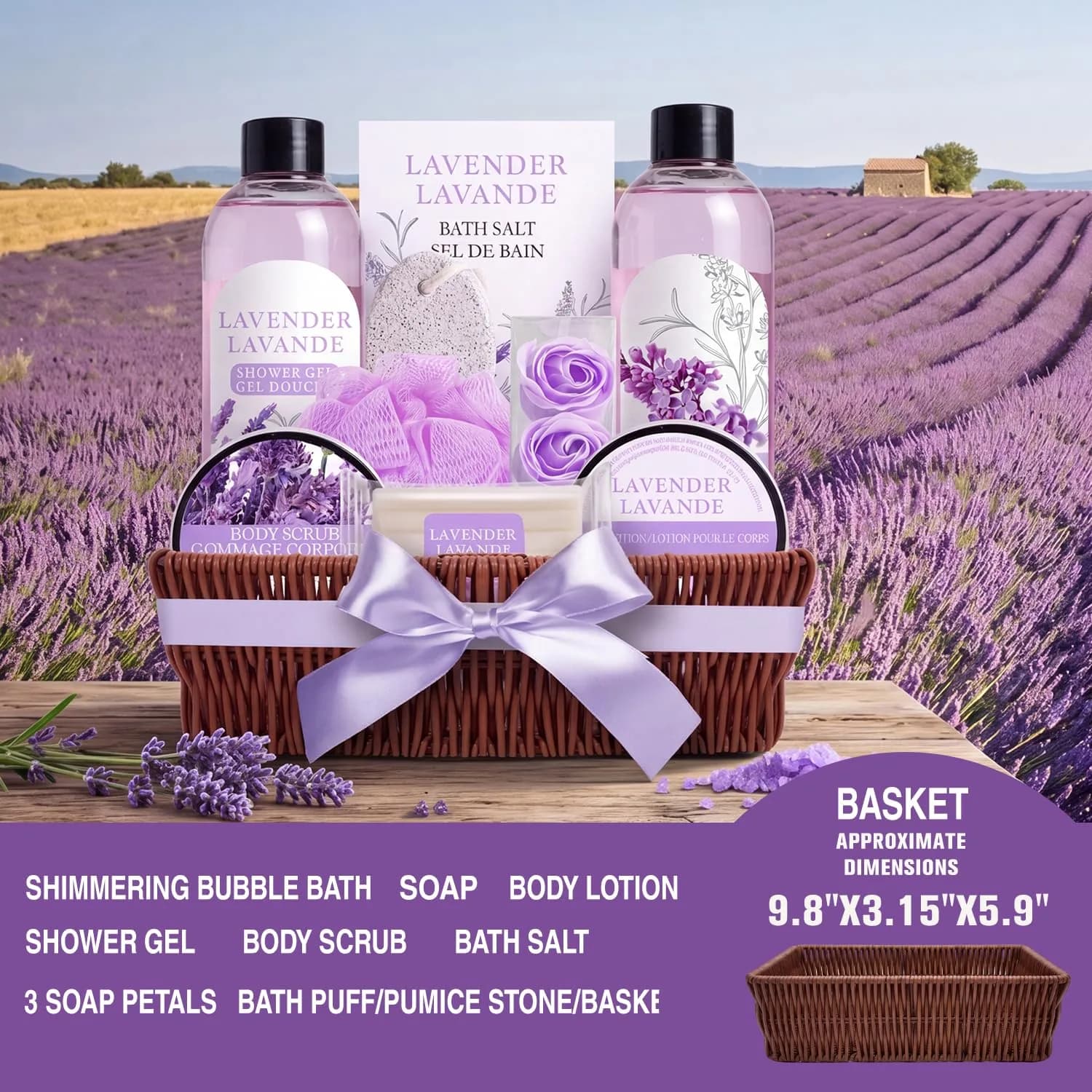 Green Canyon Spa Lavender 10pc Spa Gift Basket for Women | 1.60 kg (3.53 lb) Set - view 2