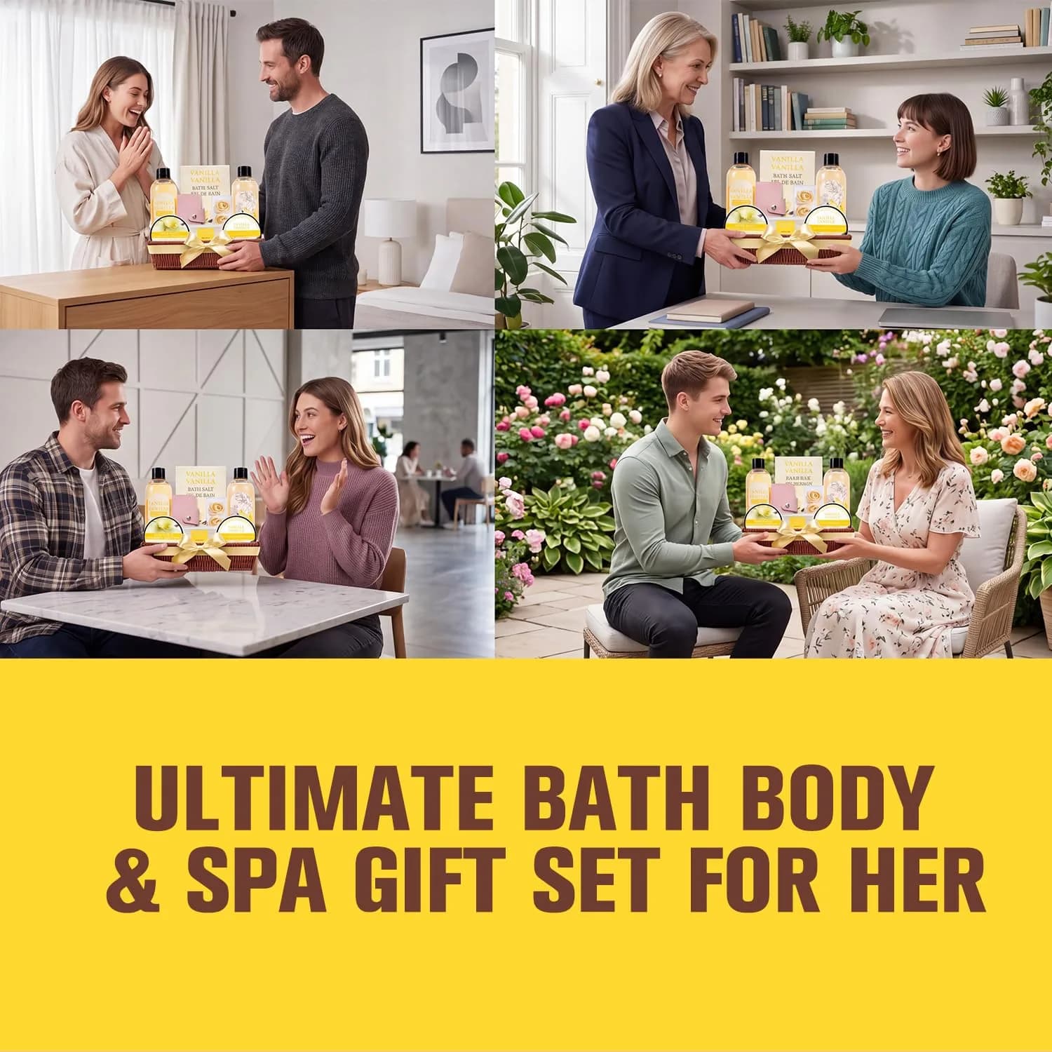 Green Canyon Spa Vanilla Spa Gift Basket for Women | 10 Pc Set with Bubble Bath, Lotion, Scrub & Reusable Basket - view 5
