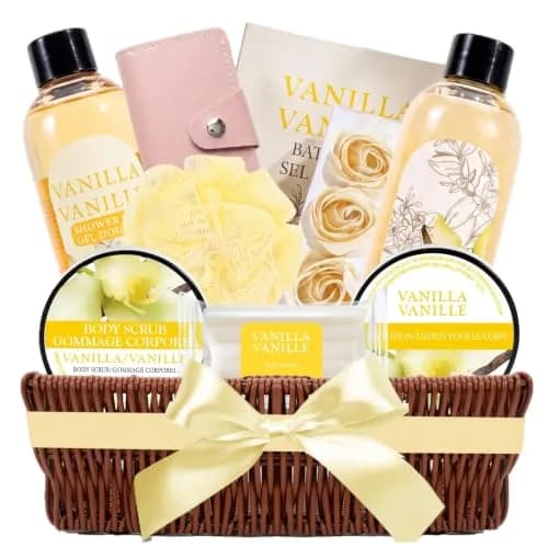 Green Canyon Spa 10pc Cherry Blossom Spa Gift Basket Set | Nourishing Hydration for Normal Skin — Vanilla