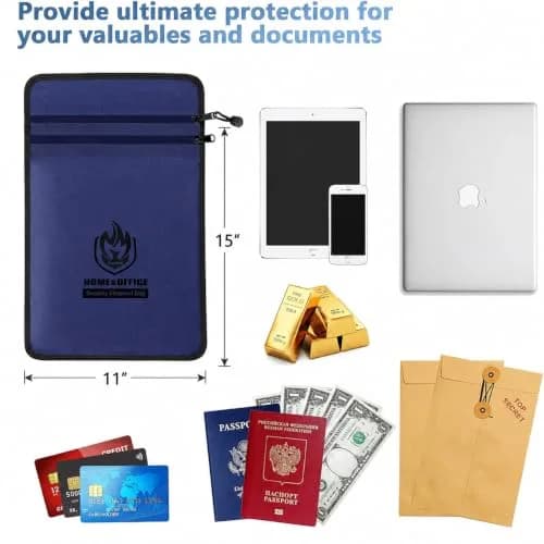 andyer Fireproof Document Bag 38cm x 28cm (15"x11") | UL Certified Fire & Water Resistant for Valuables thumbnail 2