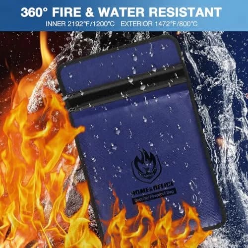 andyer Fireproof Document Bag 38cm x 28cm (15"x11") | UL Certified Fire & Water Resistant for Valuables thumbnail 3