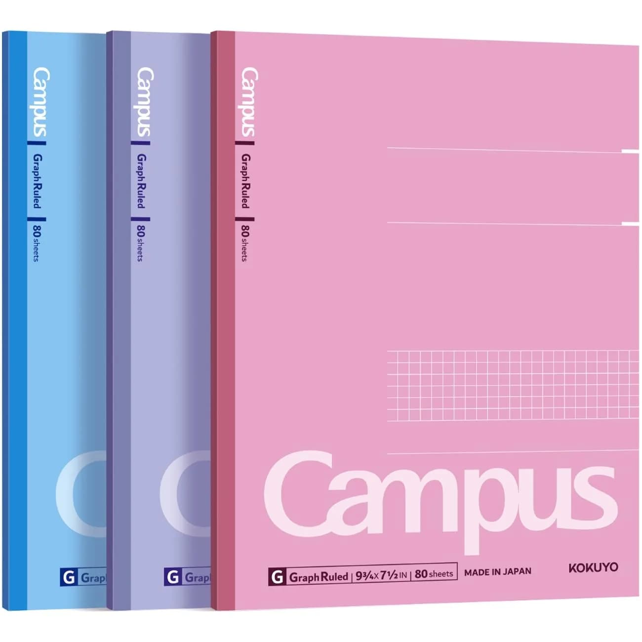 KOKUYO Campus Composition Notebooks 9-3/4" x 7-1/2" 5mm Grid (160 Pages / 80 Sheets Each, Pack of 3)