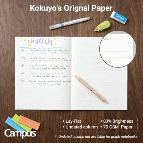 KOKUYO Campus Composition Notebooks 9-3/4" x 7-1/2" 5mm Grid (160 Pages / 80 Sheets Each, Pack of 3) thumbnail 3