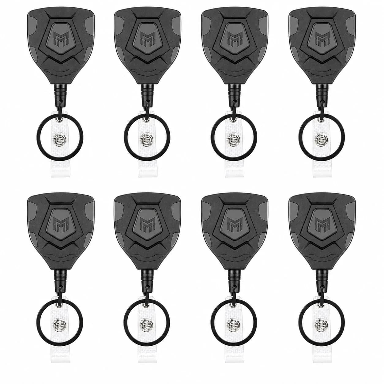 MNGARISTA Heavy Duty Retractable Badge Reel 8 Pack | 8 oz Pull Force, 31.5'' Steel Cord - main product image