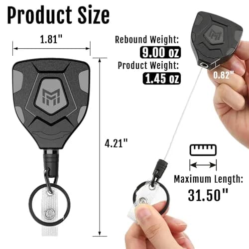 MNGARISTA Heavy Duty Retractable Badge Reel 8 Pack | 8 oz Pull Force, 31.5'' Steel Cord thumbnail 3