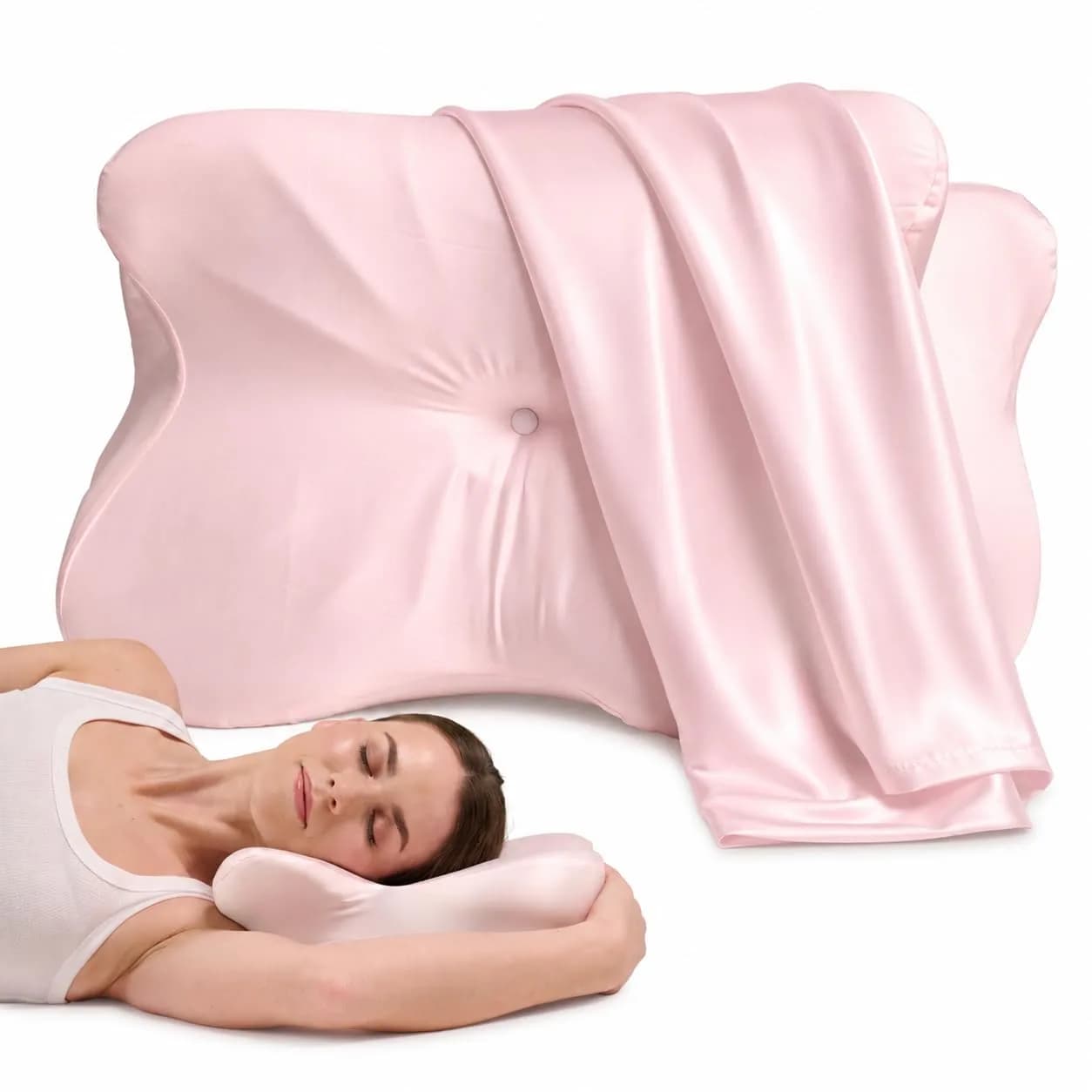 Derila Ergo Premium Blend Pillowcase with Modal & Silk, 54x36x12 cm (21.25x14.17x4.72 in) | Zippered Beauty Pillow Cover for Neck Pillows