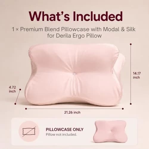 Derila Ergo Premium Blend Pillowcase with Modal & Silk, 54x36x12 cm (21.25x14.17x4.72 in) | Zippered Beauty Pillow Cover for Neck Pillows thumbnail 2