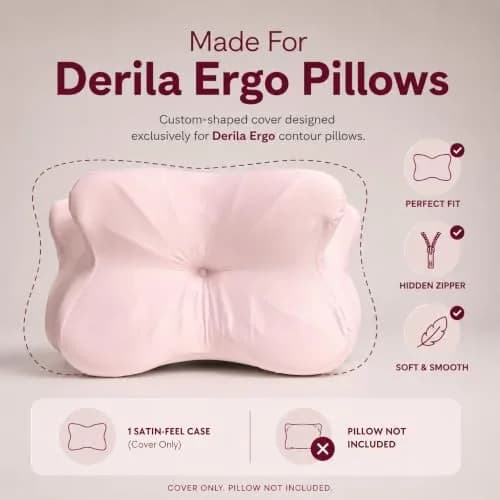 Derila Ergo Premium Blend Pillowcase with Modal & Silk, 54x36x12 cm (21.25x14.17x4.72 in) | Zippered Beauty Pillow Cover for Neck Pillows thumbnail 4