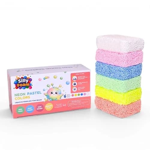 LYRK Collections Silly Foam Modeling Foam Beads 4.4 oz (125g) Neon Pastel Colors | Mess-Free Sensory Play for Kids thumbnail 1