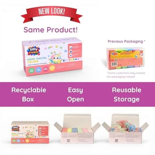 LYRK Collections Silly Foam Modeling Foam Beads 4.4 oz (125g) Neon Pastel Colors | Mess-Free Sensory Play for Kids thumbnail 2
