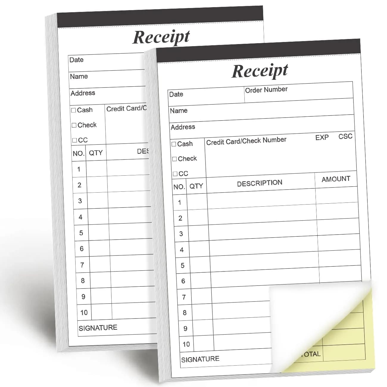 Yaridar 2-Pack Carbonless Invoice Receipt Book 4" x 6" (200 Sheets Total) | Official Business Forms with Consecutive Numbers