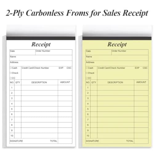Yaridar 2-Pack Carbonless Invoice Receipt Book 4" x 6" (200 Sheets Total) | Official Business Forms with Consecutive Numbers thumbnail 2