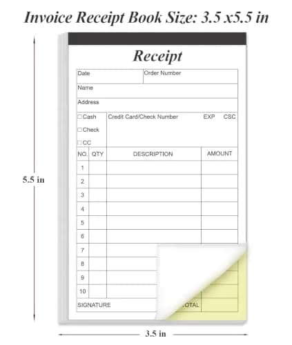 Yaridar 2-Pack Carbonless Invoice Receipt Book 4" x 6" (200 Sheets Total) | Official Business Forms with Consecutive Numbers thumbnail 3