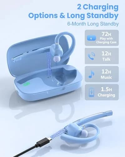 New Bee M54 Bluetooth Headset with Charging Case | 72H Talk Time, Dual Mic, Bluetooth 5.1 thumbnail 4