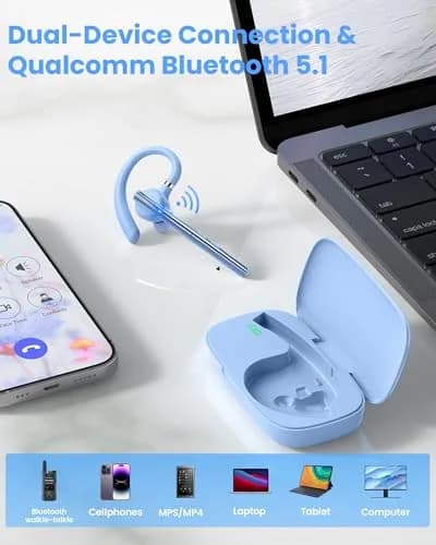 New Bee M54 Bluetooth Headset with Charging Case | 72H Talk Time, Dual Mic, Bluetooth 5.1 thumbnail 7