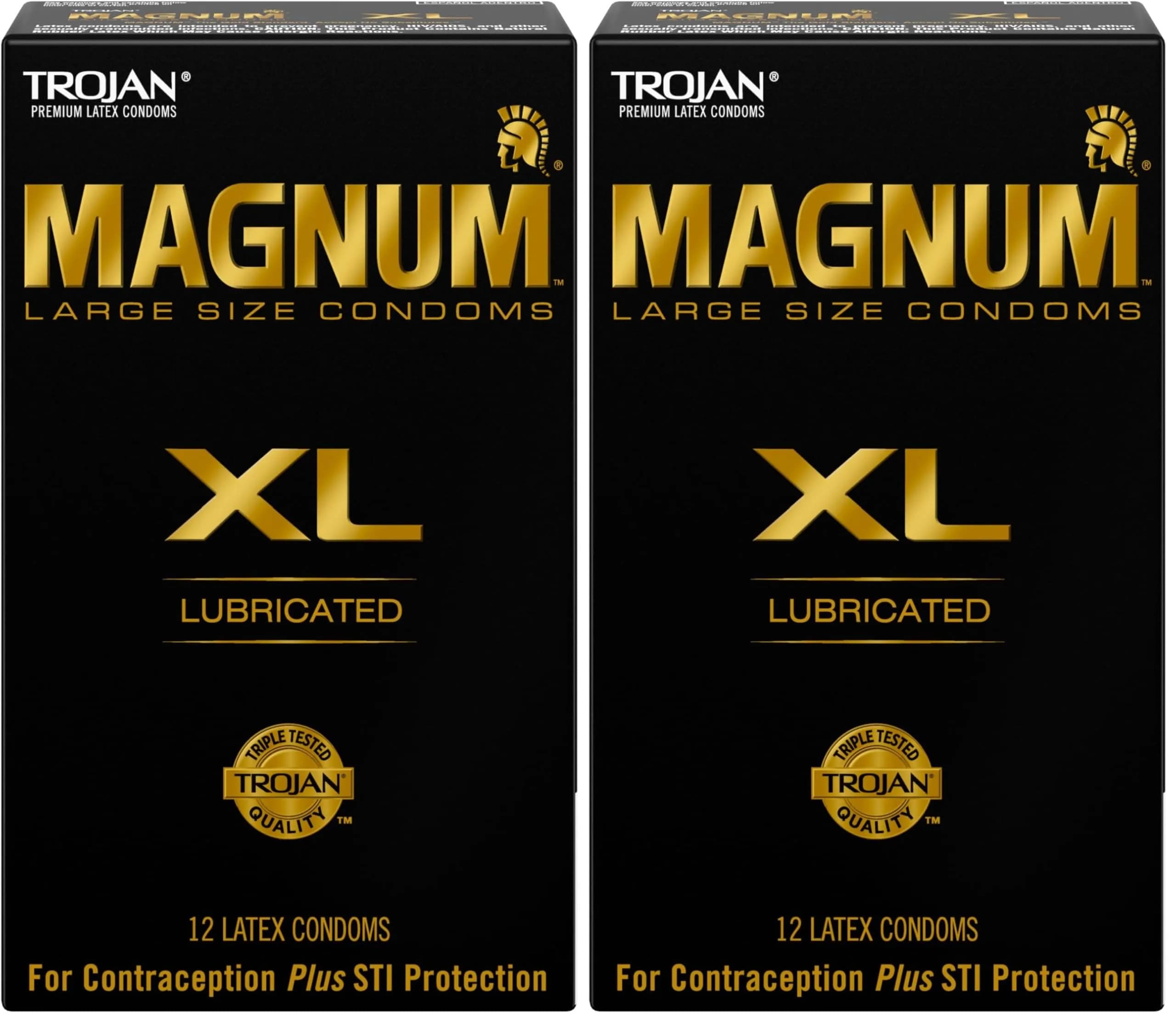 TROJAN Magnum XL Large Size Lubricated Condoms 24 Count (12 Count, Pack of 2) | America's #1 Condom for Comfort and Protection - main product image