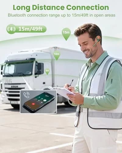 New Bee M54 Bluetooth Headset with Charging Case | 72H Talk Time, Dual Mic, 15m Range thumbnail 4