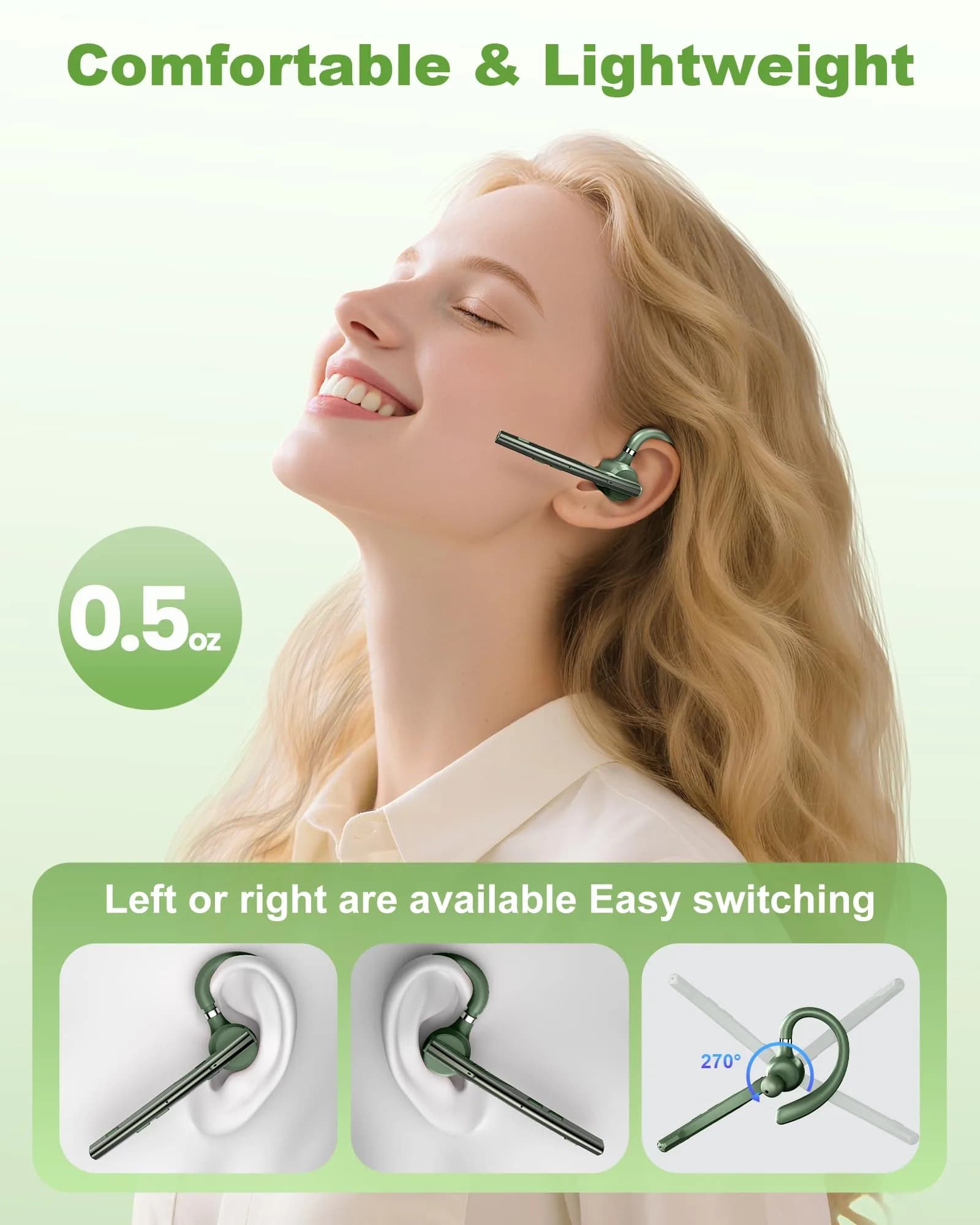 New Bee M54 Bluetooth Headset with Charging Case | 72H Talk Time, Dual Mic, 15m Range - view 5
