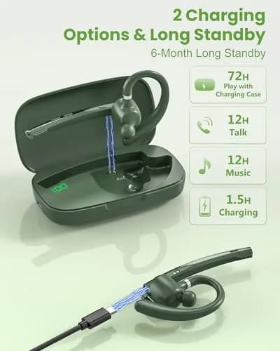 New Bee M54 Bluetooth Headset with Charging Case | 72H Talk Time, Dual Mic, 15m Range thumbnail 3