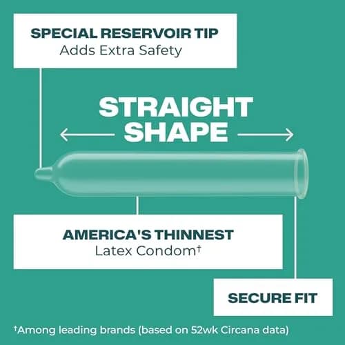 Trojan Raw Latex Lubricated Thin Condoms for Men, 24 Count | America's Thinnest Latex Condoms for Enhanced Intimacy thumbnail 4