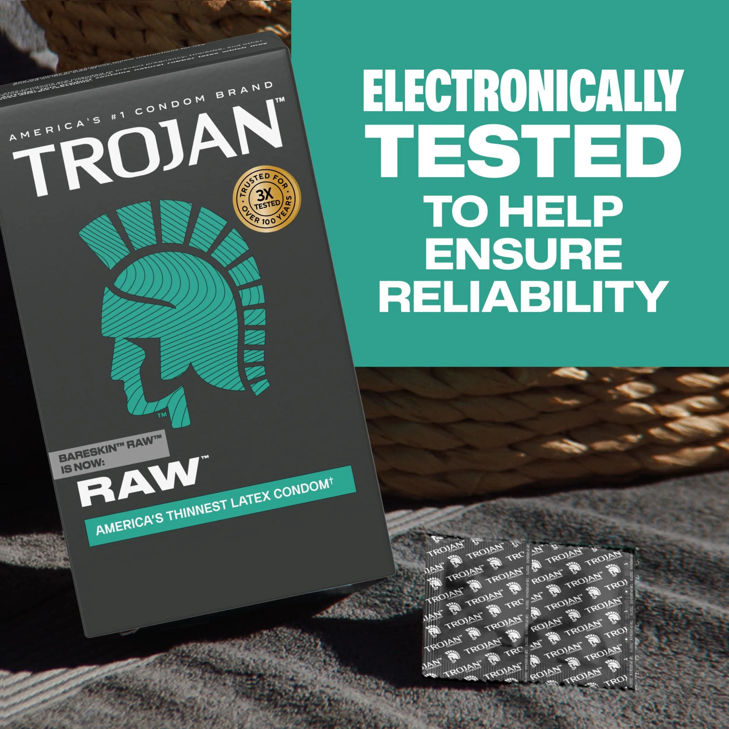 Trojan Raw Latex Lubricated Thin Condoms for Men, 24 Count | America's Thinnest Latex Condoms for Enhanced Intimacy - view 8