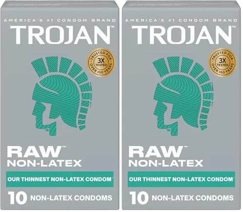 TROJAN Raw Non-Latex Lubricated Thin Condoms for Men, 20 Count (Pack of 2) | America’s Thinnest Latex-Free Condoms thumbnail 1