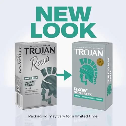 TROJAN Raw Non-Latex Lubricated Thin Condoms for Men, 20 Count (Pack of 2) | America’s Thinnest Latex-Free Condoms thumbnail 2
