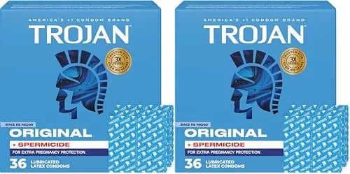 TROJAN ENZ Spermicidal Lubricated Condoms, Value Pack, 36 Count (Pack of 2) | Trusted Protection thumbnail 1