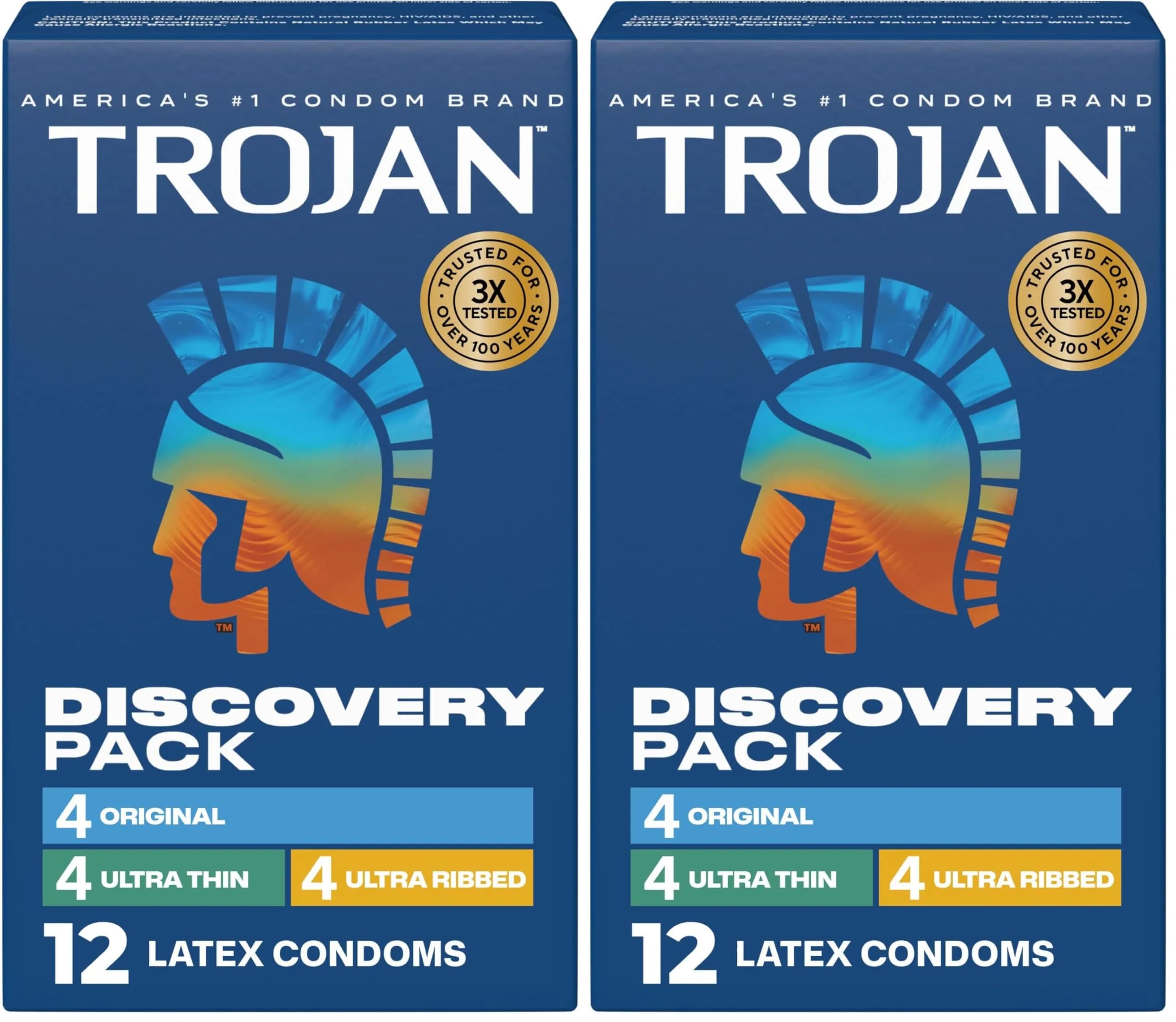 TROJAN Discovery Pack Assorted Latex Condoms 24 Count (12 Count Pack of 2) | Variety for Enhanced Pleasure - main product image