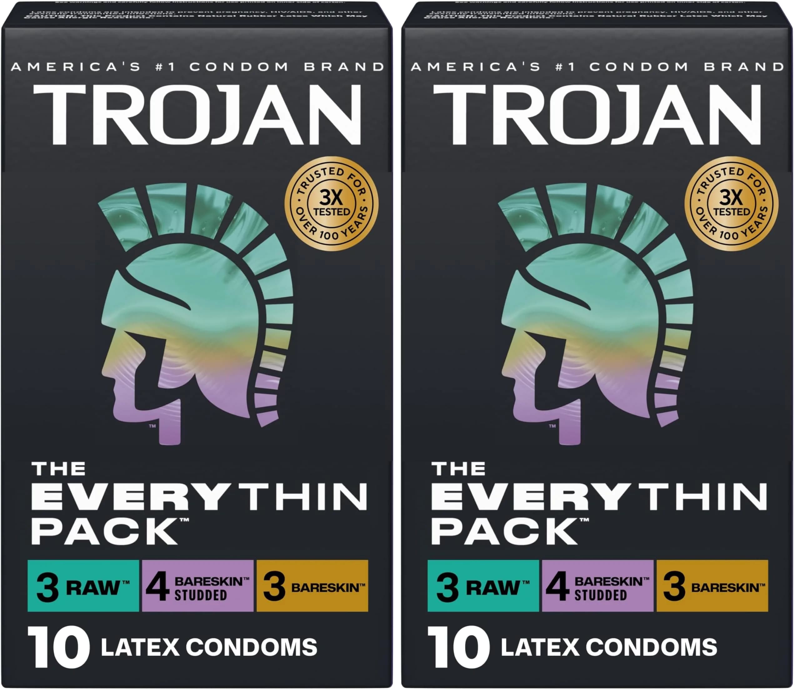 TROJAN Everythin Variety Pack Condoms, Ultra Thin, Lubricated, 20 Count (2x10 Packs) | Natural Feeling — Everythin Variety Pack