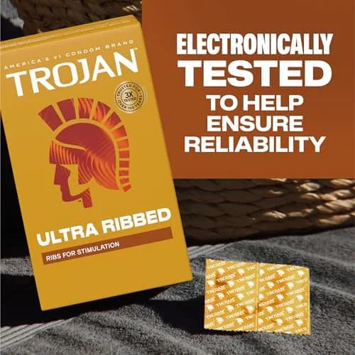 TROJAN Ultra Ribbed Condoms 72 Count (Pack of 2) | Deep Ribs for Partner Stimulation thumbnail 7