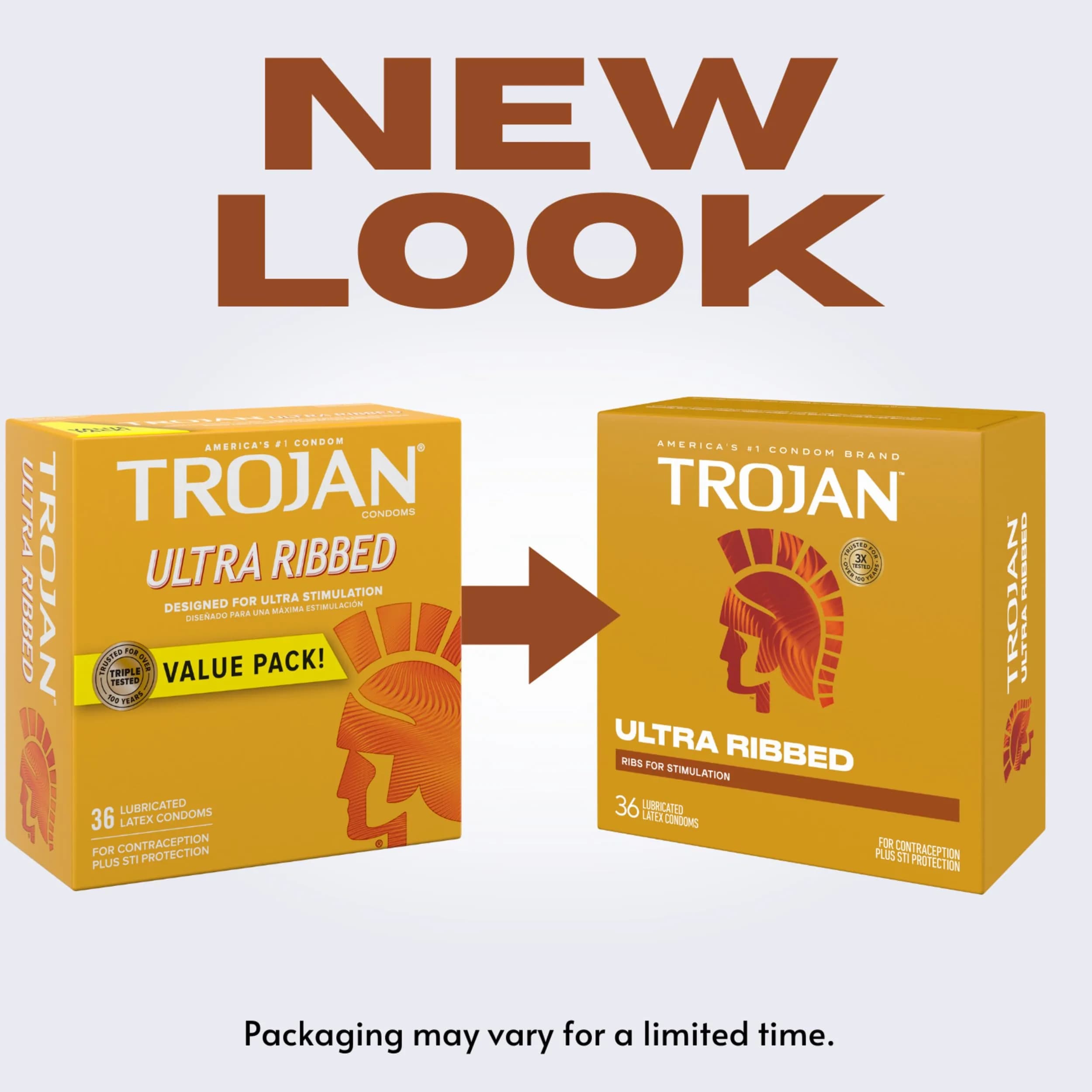 TROJAN Ultra Ribbed Condoms 72 Count (Pack of 2) | Deep Ribs for Partner Stimulation - view 2