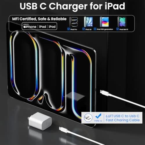 Aevonz 20W USB C Fast Charger & Cable Set 2m (6.6ft) | MFi-Certified for iPad & iPhone thumbnail 2